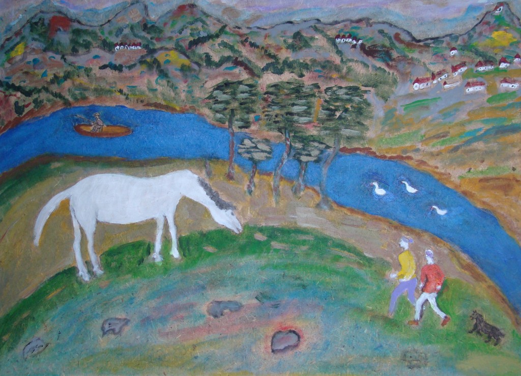 Лисицкий В. Белая лошадь.орг.акр.45.5х62.5 2015г.